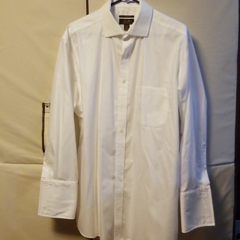 Tasso Elba white cuff dress shirt 17 32/33